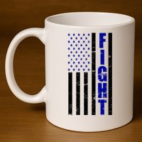 Fight Support Blue American Flag 11oz C Handle Ceramic Mug