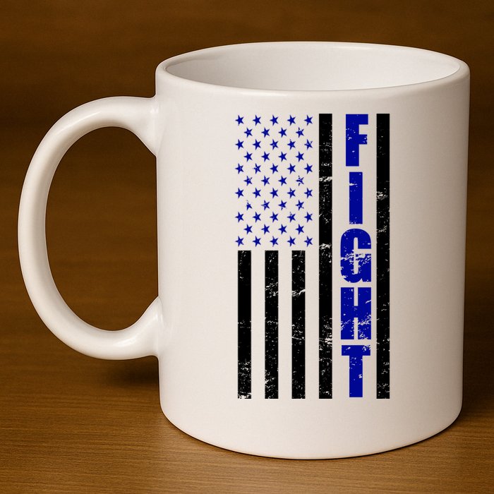 Fight Support Blue American Flag 11oz C Handle Ceramic Mug