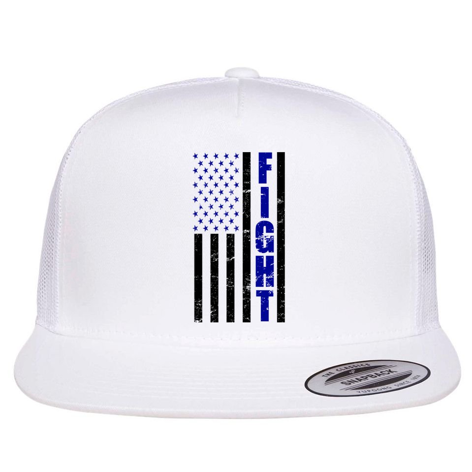 Fight Support Blue American Flag Flat Bill Trucker Hat