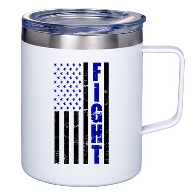Fight Support Blue American Flag 12oz Stainless Steel Coffee Mug