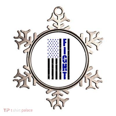 Fight Support Blue American Flag Metallic Star Ornament