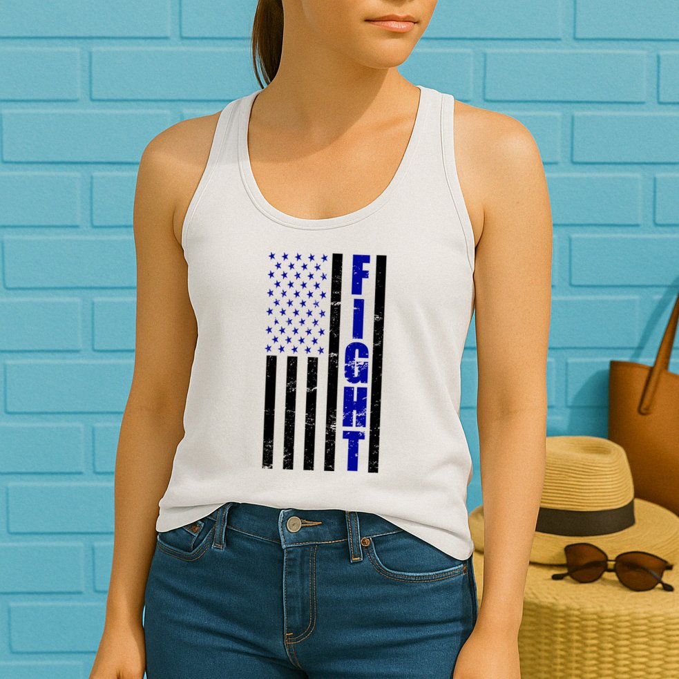 Fight Support Blue American Flag Womens Tank Top