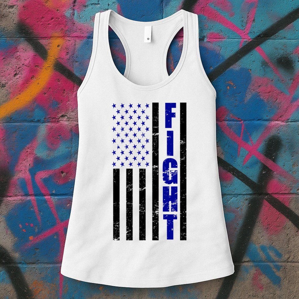 Fight Support Blue American Flag Womens Tank Top