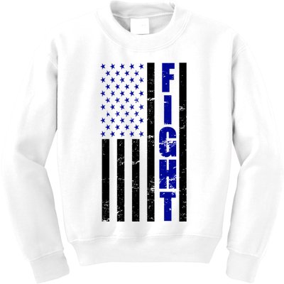 Fight Support Blue American Flag Kids Sweatshirt