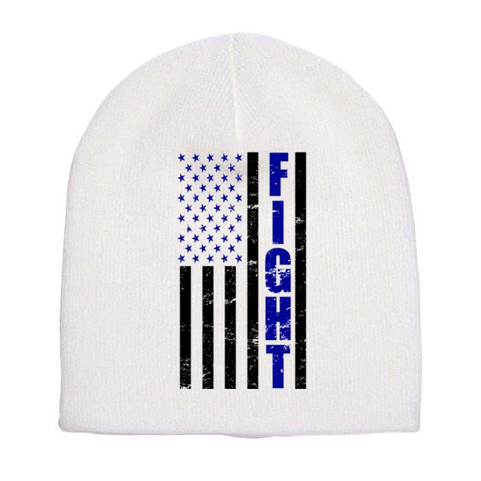 Fight Support Blue American Flag Short Acrylic Beanie