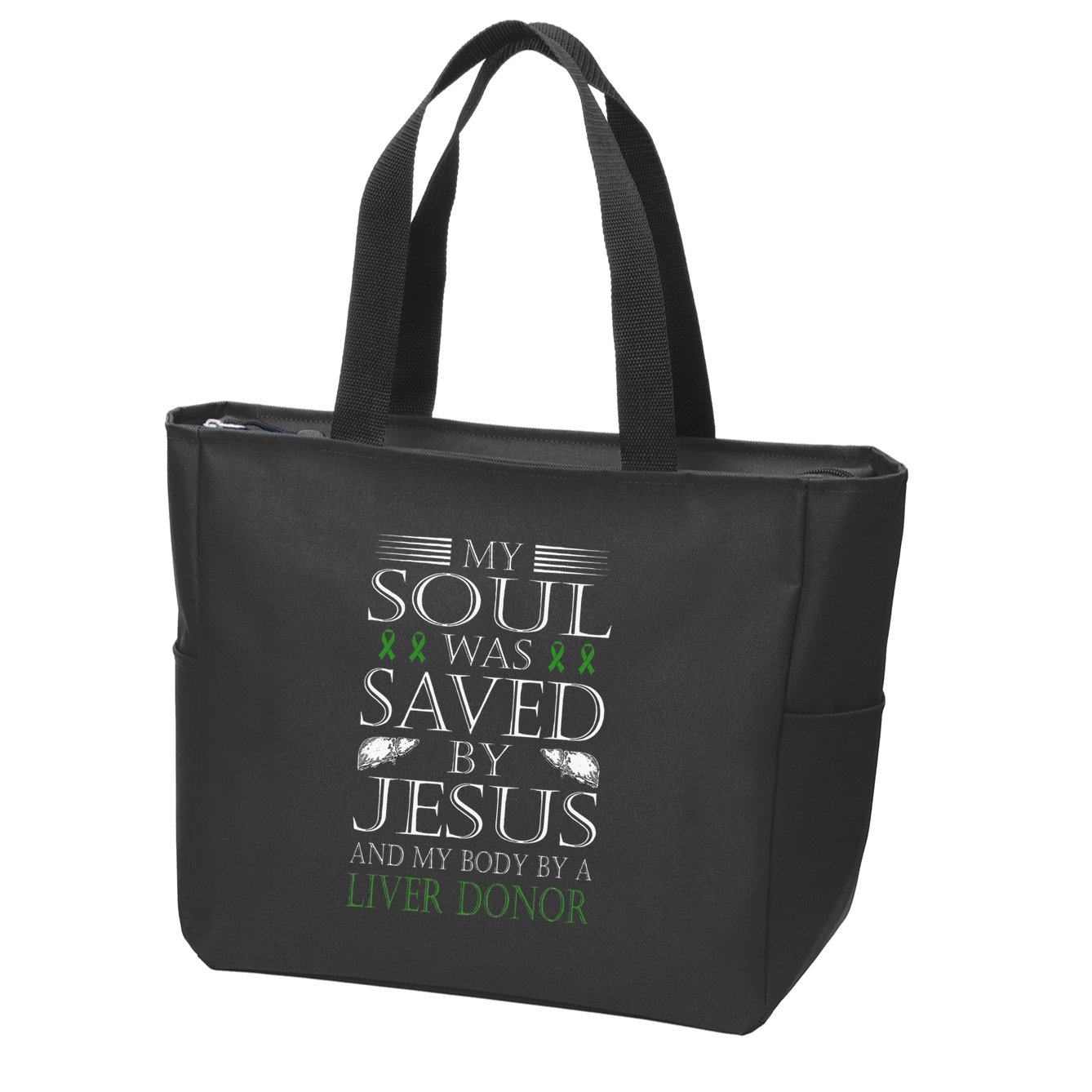 Funny Saved By Jesus And A Liver Donor Liver Transplant Zip Tote Bag