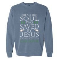 Funny Saved By Jesus And A Liver Donor Liver Transplant Garment-Dyed Sweatshirt
