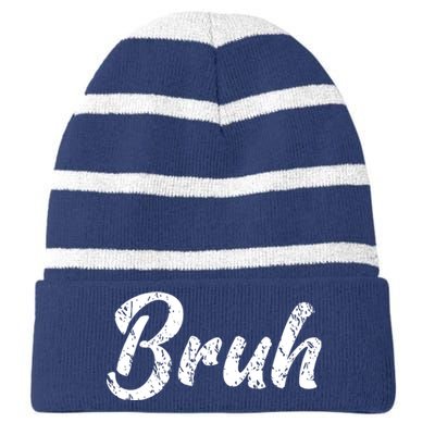 Fresh Seriously Bruh Brah Bro Dude Hip Hop Urban Slang Striped Beanie with Solid Band