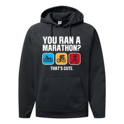 Funny Swim Bike Run Triathlon Design Triathletes Performance Fleece Hoodie