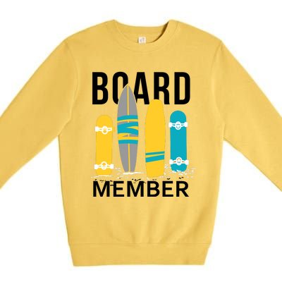 Funny Surfing Board Member Premium Crewneck Sweatshirt