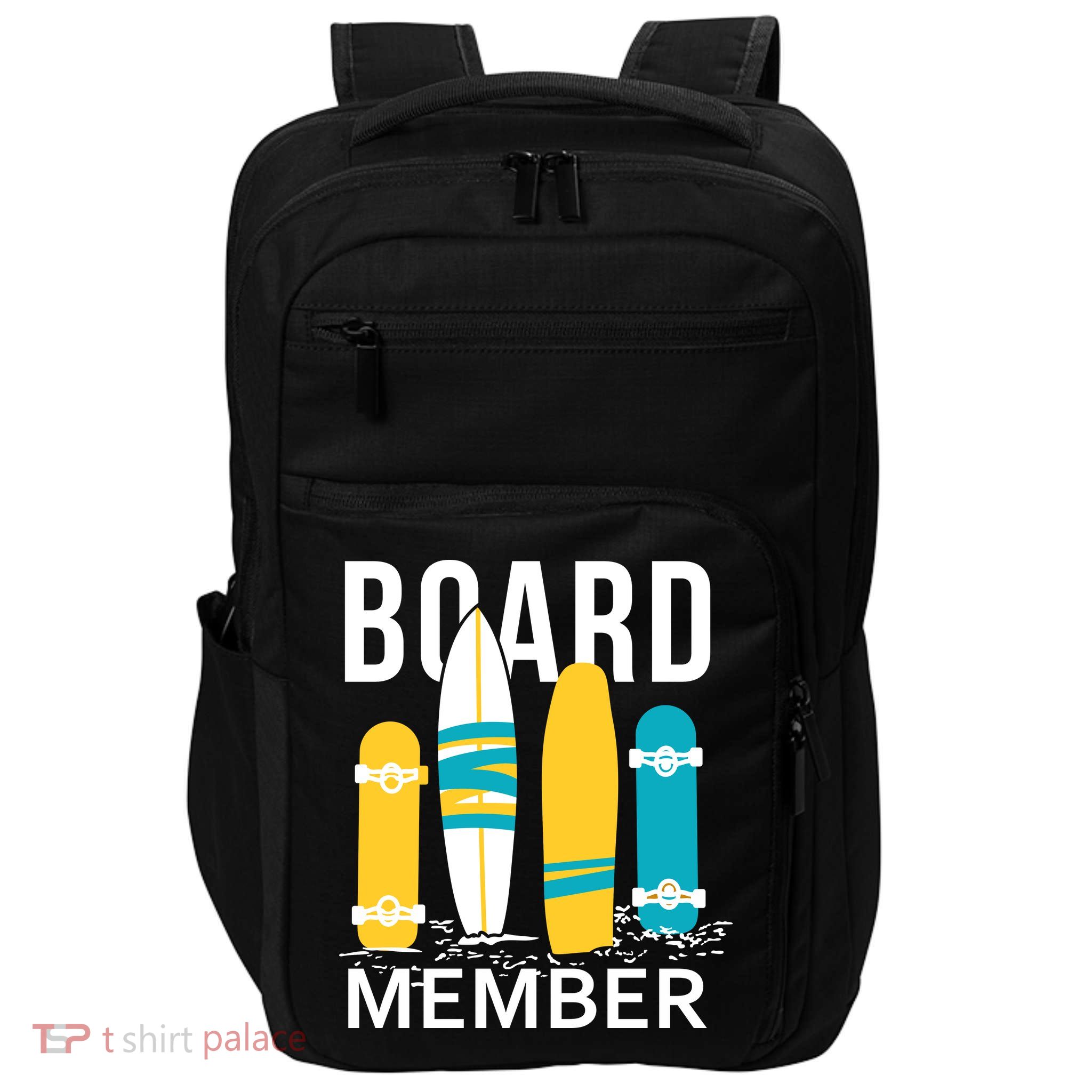 Funny Surfing Board Member Impact Tech Backpack