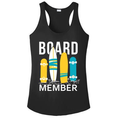 Funny Surfing Board Member Ladies PosiCharge Competitor Racerback Tank