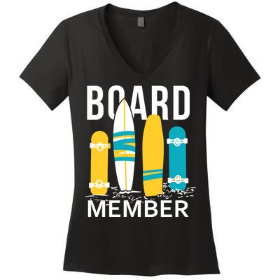 Funny Surfing Board Member Women's V-Neck T-Shirt