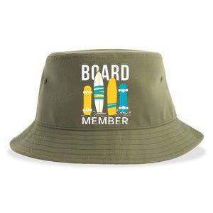 Funny Surfing Board Member Sustainable Bucket Hat