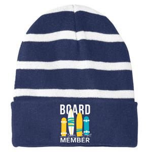 Funny Surfing Board Member Striped Beanie with Solid Band