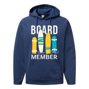 Funny Surfing Board Member Performance Fleece Hoodie