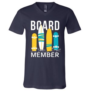 Funny Surfing Board Member V-Neck T-Shirt