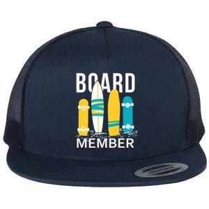 Funny Surfing Board Member Flat Bill Trucker Hat