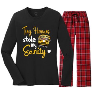 Funny School Bus Driving School Bus Driver Women's Long Sleeve Flannel Pajama Set 