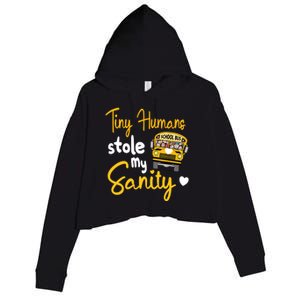 Funny School Bus Driving School Bus Driver Crop Fleece Hoodie