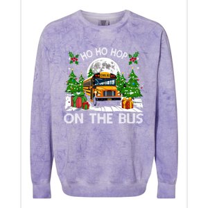 Funny School Bus Driver Ugly Christmas Ho Ho Hop On Bus Funny Gift Colorblast Crewneck Sweatshirt