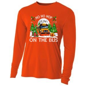 Funny School Bus Driver Ugly Christmas Ho Ho Hop On Bus Funny Gift Cooling Performance Long Sleeve Crew