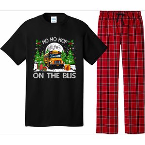 Funny School Bus Driver Ugly Christmas Ho Ho Hop On Bus Funny Gift Pajama Set