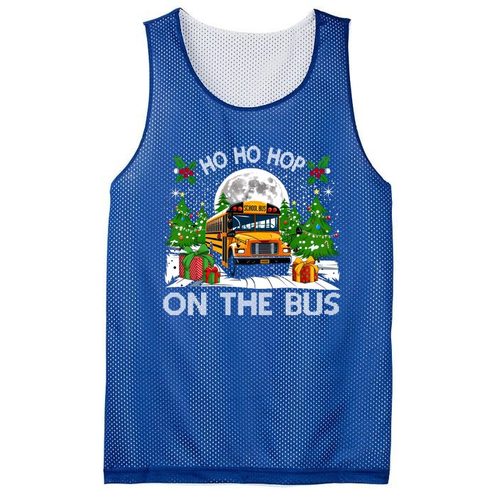 Funny School Bus Driver Ugly Christmas Ho Ho Hop On Bus Funny Gift Mesh Reversible Basketball Jersey Tank