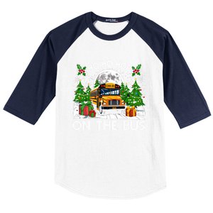 Funny School Bus Driver Ugly Christmas Ho Ho Hop On Bus Funny Gift Baseball Sleeve Shirt