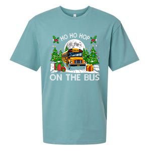 Funny School Bus Driver Ugly Christmas Ho Ho Hop On Bus Funny Gift Sueded Cloud Jersey T-Shirt