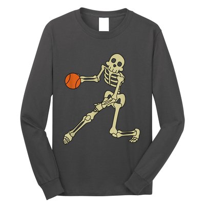 Funny Skeleton Basketball Skeleton Halloween Costume Long Sleeve Shirt