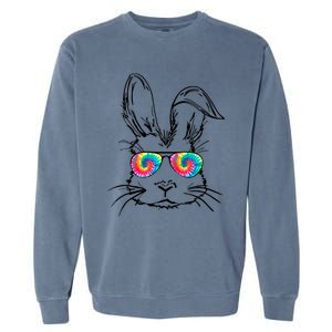 Funny Sunglass Bunny Face Tie Dye Happy Easter Day Great Gift Garment-Dyed Sweatshirt