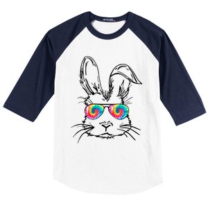 Funny Sunglass Bunny Face Tie Dye Happy Easter Day Great Gift Baseball Sleeve Shirt