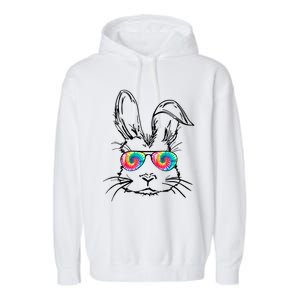 Funny Sunglass Bunny Face Tie Dye Happy Easter Day Great Gift Garment-Dyed Fleece Hoodie