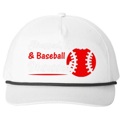 Funny Stressed Blessed And Baseball Obsessed Snapback Five-Panel Rope Hat