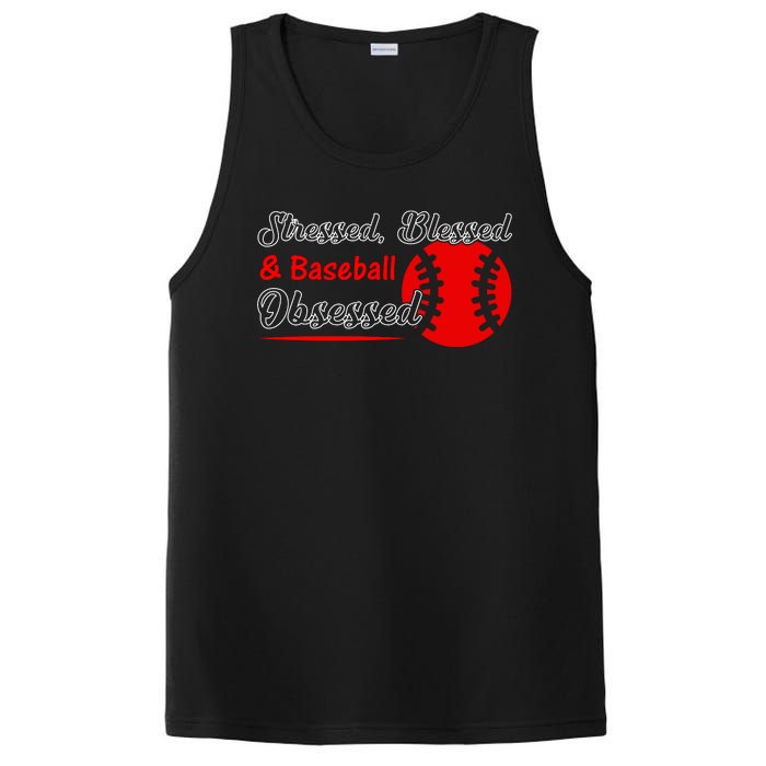 Funny Stressed Blessed And Baseball Obsessed PosiCharge Competitor Tank