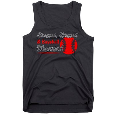 Funny Stressed Blessed And Baseball Obsessed Tank Top