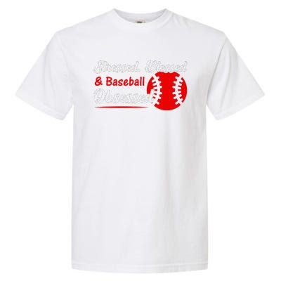 Funny Stressed Blessed And Baseball Obsessed Garment-Dyed Heavyweight T-Shirt