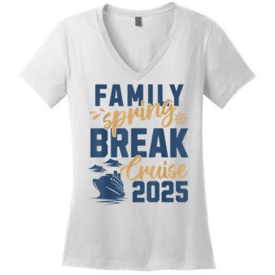 Family Spring Break Cruise 2025 Family Vacation Matching Women's V-Neck T-Shirt