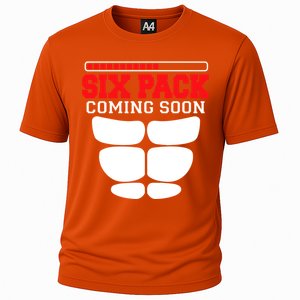 Funny Sports Body Fitness Gift Six Pack Coming Soon Gift Cooling Performance Crew T-Shirt