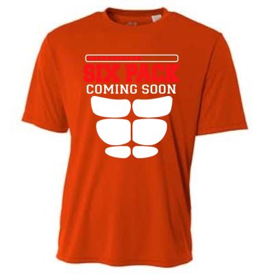 Funny Sports Body Fitness Gift Six Pack Coming Soon Gift Cooling Performance Crew T-Shirt