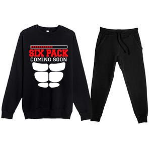 Funny Sports Body Fitness Gift Six Pack Coming Soon Gift Premium Crewneck Sweatsuit Set