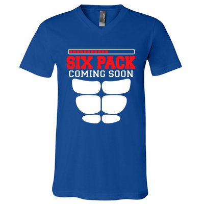 Funny Sports Body Fitness Gift Six Pack Coming Soon Gift V-Neck T-Shirt