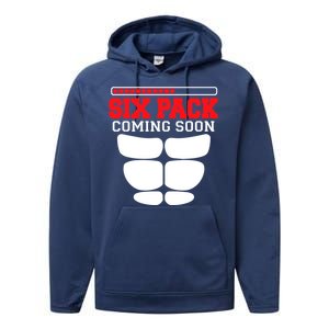 Funny Sports Body Fitness Gift Six Pack Coming Soon Gift Performance Fleece Hoodie