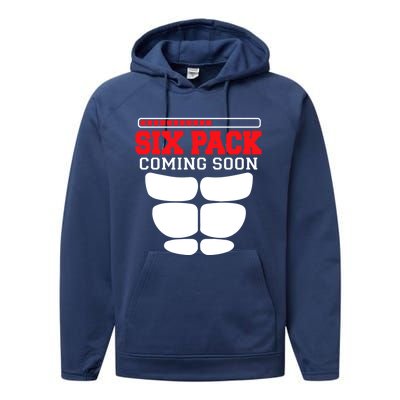 Funny Sports Body Fitness Gift Six Pack Coming Soon Gift Performance Fleece Hoodie