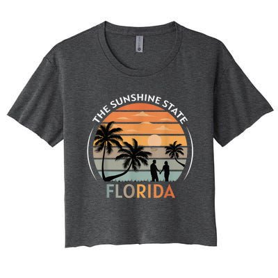 Florida Summer Beach Vintage Sunset Women's Crop Top Tee