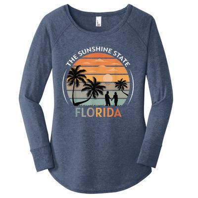 Florida Summer Beach Vintage Sunset Women's Perfect Tri Tunic Long Sleeve Shirt