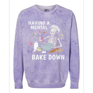 Funny Skeleton Baker Baking Lover Having A Tal Bake Down Great Gift Colorblast Crewneck Sweatshirt