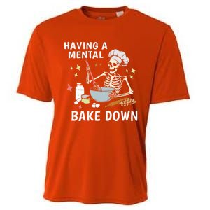 Funny Skeleton Baker Baking Lover Having A Tal Bake Down Great Gift Cooling Performance Crew T-Shirt