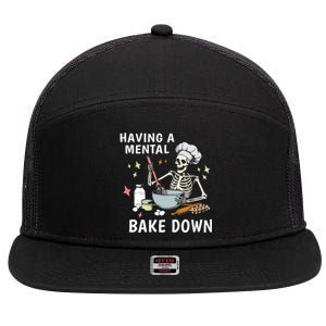 Funny Skeleton Baker Baking Lover Having A Tal Bake Down Great Gift 7 Panel Mesh Trucker Snapback Hat